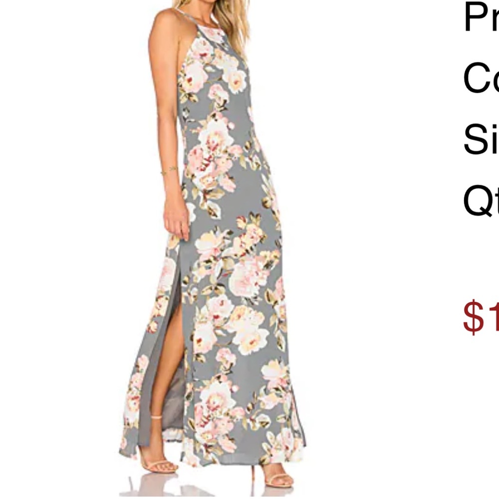 Long gray floral dress